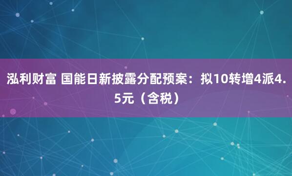 泓利财富 国能日新披露分配预案：拟10转增4派4.5元（含税）